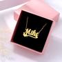 YINSHIFU Name Necklace Personalized Name Plate Pendant Necklace with Heart in 18K Gold Plated
