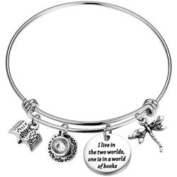 AKTAP Movie TV Show Gift Book Lover Bracelet I Live In The Two Worlds One Is In A World Of Book Gilmore Inspiration Gift Bookworm Jewelry (Gilmore Inspiration Bracelet)