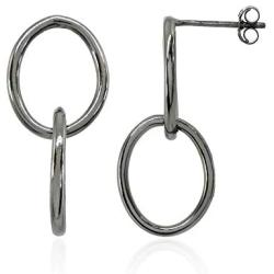 Sterling Silver Intertwined Open Circles Double Oval Drop Earrings