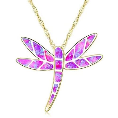 DMOMSA Lilac Purple Dragonfly Pendant Necklace Jewelry Gift, Woman Gift Suitable for Birthday Party Anniversary Valentines Day