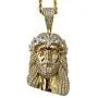 Shop-iGold Custom Face of Christ Men Women 925 Italy Gold Finish Iced Silver Charm Pendant Stainless Steel Real 3 mm Rope Chain, Mans Jewelry, Iced Pendant, Rope Necklace 16''- 24''