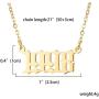 Birth Year Number Pendant Necklace Stainless Steel Birthday Gift 18K Gold Plated Old English Initial Necklace Personalized Friendship Jewelry for Women Girl 1980-2020