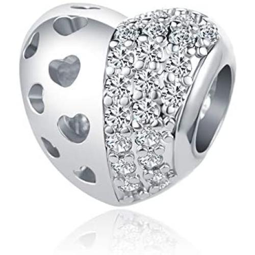 MZC Jewelry Love Heart Charm Beads for Charms Bracelets Necklace