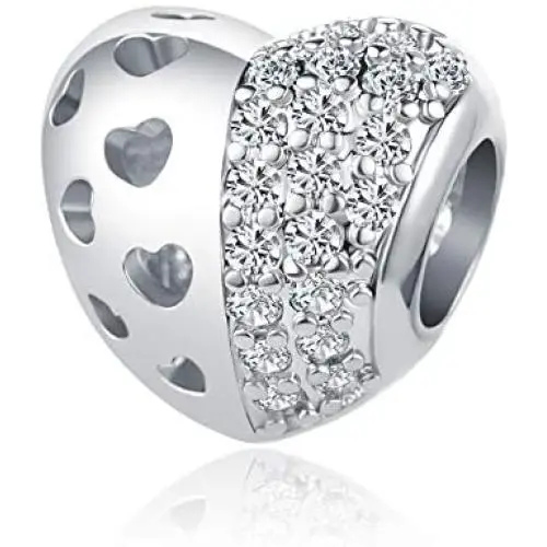 MZC Jewelry Love Heart Charm Beads for Charms Bracelets Necklace