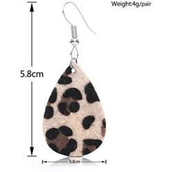 GIMEFIVE 4 Pairs Leather Teardrop Glitter Sequins Earring Lightweight Leaf Drop Bohemian Hollow Earrings for Women Girl