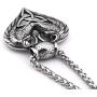 GUNGNEER Mens Stainless Steel Wolf Head Heart Celtic Knot Amulet Pendant Triquetra Necklace Talisman Irish Jewelry