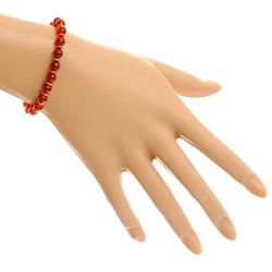 Chuvora Brass and Genuine Red Carnelian Gemstones Beaded Bracelet