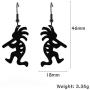 fishhook Southwestern Native American Style Kokopelli Figure Flutist Stainless Steel Drop Dangle Pendant Earrings for Girl Women