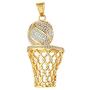 Golden George Basketball Necklace for Men Hip Hop Iced Out Gold Plated Charm Pendant Necklace with 24 Inches Chain for Boys Teen Basketball Fans