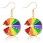 coadipress Personalized Colorful Round Rainbow Earrings for Women Girls Cute Fun Irregular Geometric Circle Enamel Drop Dangle Earrings Jewelry