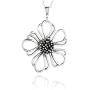 PZ Paz Creations 925 Sterling Silver Flower Necklace For Women Girls | Pendant With 18'' Rolo Chain | Open Work Bohemian Design Jewelry | Hypoallergenic