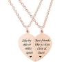 MJartoria BFF Necklace for 2-Split Valentine Heart Necklace TOGETHER FOREVER NEVER APART Best Friends Pendant Friendship Necklace Set of 2 Gifts for Her