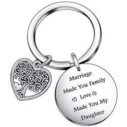 De&ai Daughter in Laws Wedding Day Birthday, Marriage Made You My Family Love Made You My Daughter Keychain