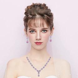 BriLove Womens Wedding Bridal Teardrop CZ Infinity Figure 8 Y-Necklace Dangle Earrings Set