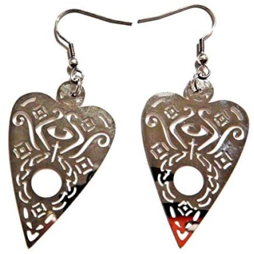 Cutout Ouija Board Planchette Metal Earrings pendants on french hooks occult spiritualism gothic