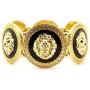 D-Fokes Celebrity Style Inspired Trendy Gold Black Lion Head Medallion Chunky Stretch Bangle Bracelet