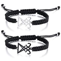 XUANPAI Handmade Braided Rope Sigil of Lucifer Satanic Bracelet Leviathan Cross Charm for Men Women Couple,Adjustable