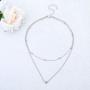 Yizaca Boho Layered Necklaces Silver Heart Clavicle Necklace Chain Choker Necklace Jewelry for Women and Girls