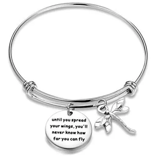 BAUNA Dragonfly Charm Bracelet Inspirational Jewelry Gift Until You Spread Your Wings Youll Never Know How Far You Can Fly