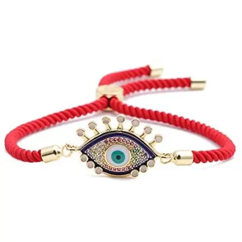 GOODYRZJ Evil Eye Bracelet, Red Bracelet for Protection Hamsa Bracelet Amulet Cubic Zirconia Adjustable Jewelry for Women Mal De Ojo Bracelets Pulseras Rojas De Protección