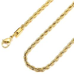 MOWOM Silver Gold Black Color 4.0mm Cuban Link Chain Necklace Water Resistant Mens Stainless Steel Necklace for Women Boys Kids Rope Necklace Chain