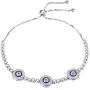 TONGZHE Blue Evil Eyes Tennis Bracelet in Sterling Silver 925 with Cubic Zirconia CZ and Adjustable 10'' Box Chain TONGZHE Blue Evil Eyes Tennis Bracelet in Sterling Silver 925 with Cubic Zirconia CZ and Adjustable 10'' Box Chain