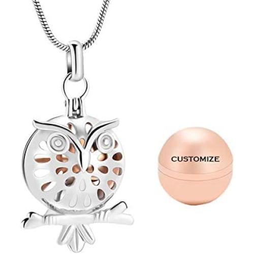 Cremation Jewelry Urn Pendant Necklace with Hollow Urn Cremation Jewelry for Ashes Owl Shape Pet Cremation Jewelry