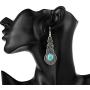 coadipress Ethnic Bohemian Tibetan Alloy Earrings and Necklace Set for Women Girls Vintage Water Teardrop Drop Blue Crystal Oval Turquoise Resin Boho Dangle Gift Jewelry