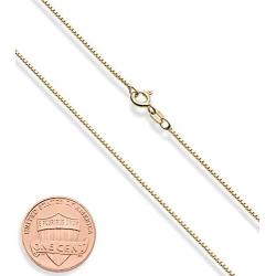 Miabella Solid 18K Gold Over 925 Sterling Silver Italian 1mm Box Chain Necklace for Women Men, 16, 18, 20, 22, 24, 26, 30 Inch Made in Italy