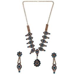 Efulgenz Indian Crystal Rhinestone Austrian Diamond Blue Choker Neckalce Earrings Wedding Bridal Jewelry Set