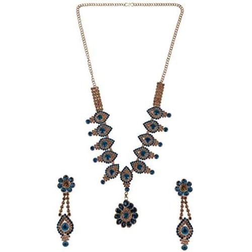 Efulgenz Indian Crystal Rhinestone Austrian Diamond Blue Choker Neckalce Earrings Wedding Bridal Jewelry Set
