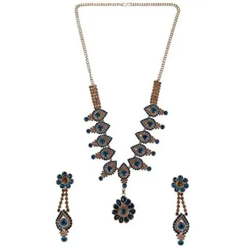 Efulgenz Indian Crystal Rhinestone Austrian Diamond Blue Choker Neckalce Earrings Wedding Bridal Jewelry Set Efulgenz Indian Crystal Rhinestone Austrian Diamond Blue Choker Neckalce Earrings Wedding Bridal Jewelry Set
