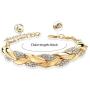 AOOVOO Bracelets for Women, 14K Gold Simulated Flower Leaf Classic tennis Bracelet Jewelry with Sparkling 5A Cubic Zirconia, Roman Wedding Wristband, Gifts for Mom