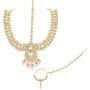 Aheli Ethnic Indian Traditional Bollywood Fashion Kundan Bridal Jewelry Set with Choker Earrings Maang Tikka Hathphool for Women