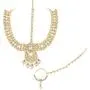 Aheli Ethnic Indian Traditional Bollywood Fashion Kundan Bridal Jewelry Set with Choker Earrings Maang Tikka Hathphool for Women