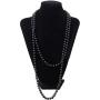 CrazyPiercing Faux Pearls Beads Necklace, Glass Strand Beads Necklace Chain, 1920s Fashion Imitation Pearls Long Necklace Vintage Costume Jewelry Necklace 55'' Diameter of Pearl 0.32'' for Women Girls