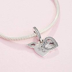 Annmors Love Heart Charm fits Pandora Charms Bracelets for Woman-925 Sterling Silver Dangle Pendant Bead,Girl Jewelry Beads Gifts for Women Bracelet&Necklace