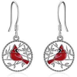 Cardinal Earrings Sterling Silver Red Bird Memorial Gift for Women Cardinal Jewelry for Girls Loved Ones