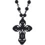 Lux Accessories Classic 80s Gothic Rosary Cross Beaded Pendant Necklace