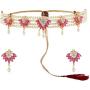 Efulgenz Indian Bollywood 14 K Gold Plated Cubic Zirconia Faux Ruby Pearl Choker Necklace Earring Bridal Jewelry Set