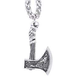 HAQUIL Viking Jewelry Norse Axe Talisman Pendant Chain Necklace for Men and Women