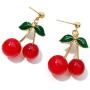 KaFu Handmade creative Light weight Fruits earring 18K Gold Plated Sweet and Lovely Cherry Tassel Dangle Drop Earrings For Women Girls