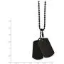 Stainless Steel Mens Brushed and Laser Cut Black IP Double Dog tag Pendant Necklace Charm Chain 20'' Stainless Steel Mens Brushed and Laser Cut Black IP Double Dog tag Pendant Necklace Charm Chain 20''