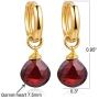 Piara Genuine Red Garnet Drop Earrings, Handmade 18K Gold Plated Dangle Earrings, Earrings Hoops Jewelry For Women, January Birthstone