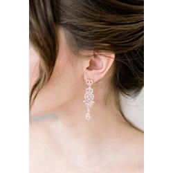 SWEETV Wedding Chandelier Earrings for Brides Women, Long Bridal Drop Dangling Earrings for Wedding Prom Pageant, Vintage style