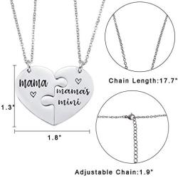 Nanafast 2 PCS Mother Daughter Necklaces Adjustable Stainless Steel Matching Heart Necklace Set Valentines for Couples Mom and Daughter