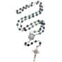 Nazareth Store Saint Benedict Rosary Necklace Deep Blue With Sheen Crystal Beads, Silver Miraculous Medal and Cross NR - Velvet Bag