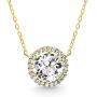 MIA SARINE Sterling Silver Solitaire with Halo Cubic Zirconia Necklace for Women