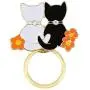 PANGRUI Exquisite Black and White Cats Couple Lovers Magnetic Eyeglass Holder Brooch Pin with Flower PANGRUI Exquisite Black and White Cats Couple Lovers Magnetic Eyeglass Holder Brooch Pin with Flower