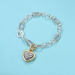 UNY NQFH New Antique Cable Heart Women Jewelry Christmas Vintage Fashion Trendy Link Bracelet